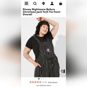 Disney's Nightmare before Christmas Jack Twill Tie front overalls